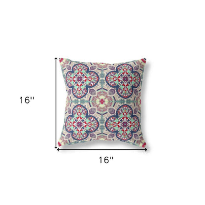 16" X 16" Mauve Geometric Indoor Outdoor Throw Pillow