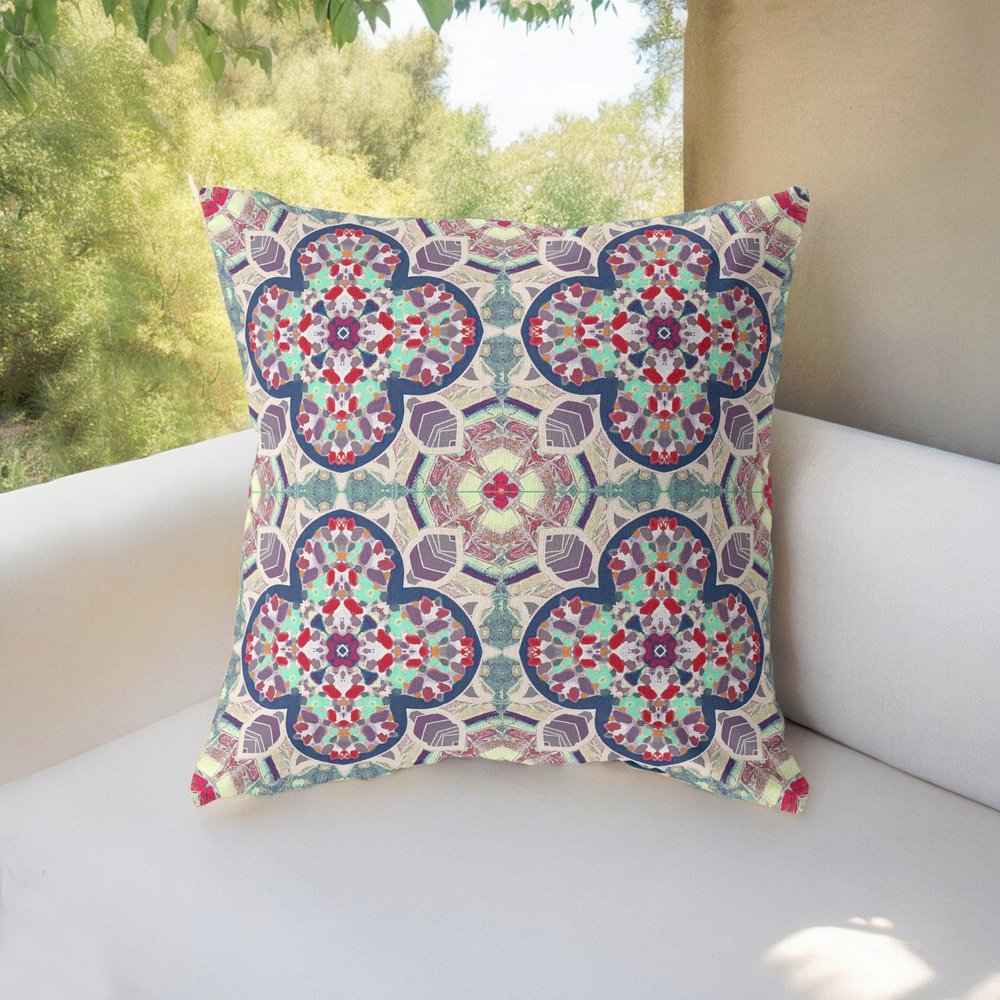 16" X 16" Mauve Geometric Indoor Outdoor Throw Pillow