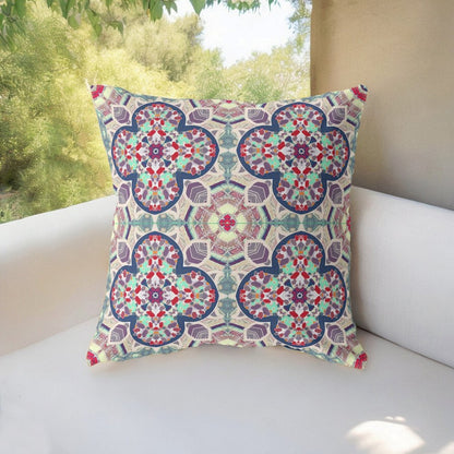 16" X 16" Mauve Geometric Indoor Outdoor Throw Pillow
