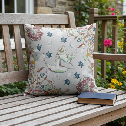 16" Gray Bird and Nature Indoor Outdoor Throw Pillow