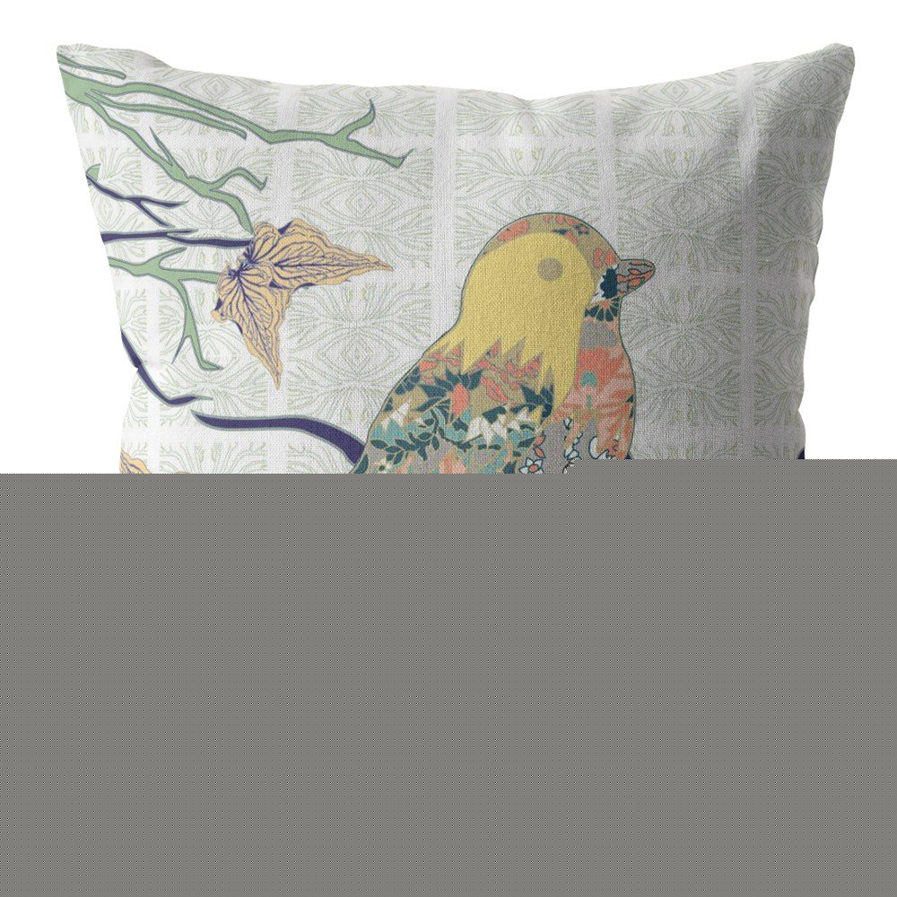 16" Light Green Sparrow Indoor Outdoor Throw Pillow