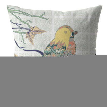 16" Light Green Sparrow Indoor Outdoor Throw Pillow