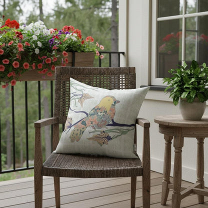 16" Light Green Sparrow Indoor Outdoor Throw Pillow