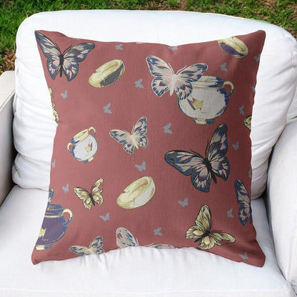 16" Copper Rose Butterflies Indoor Outdoor Throw Pillow