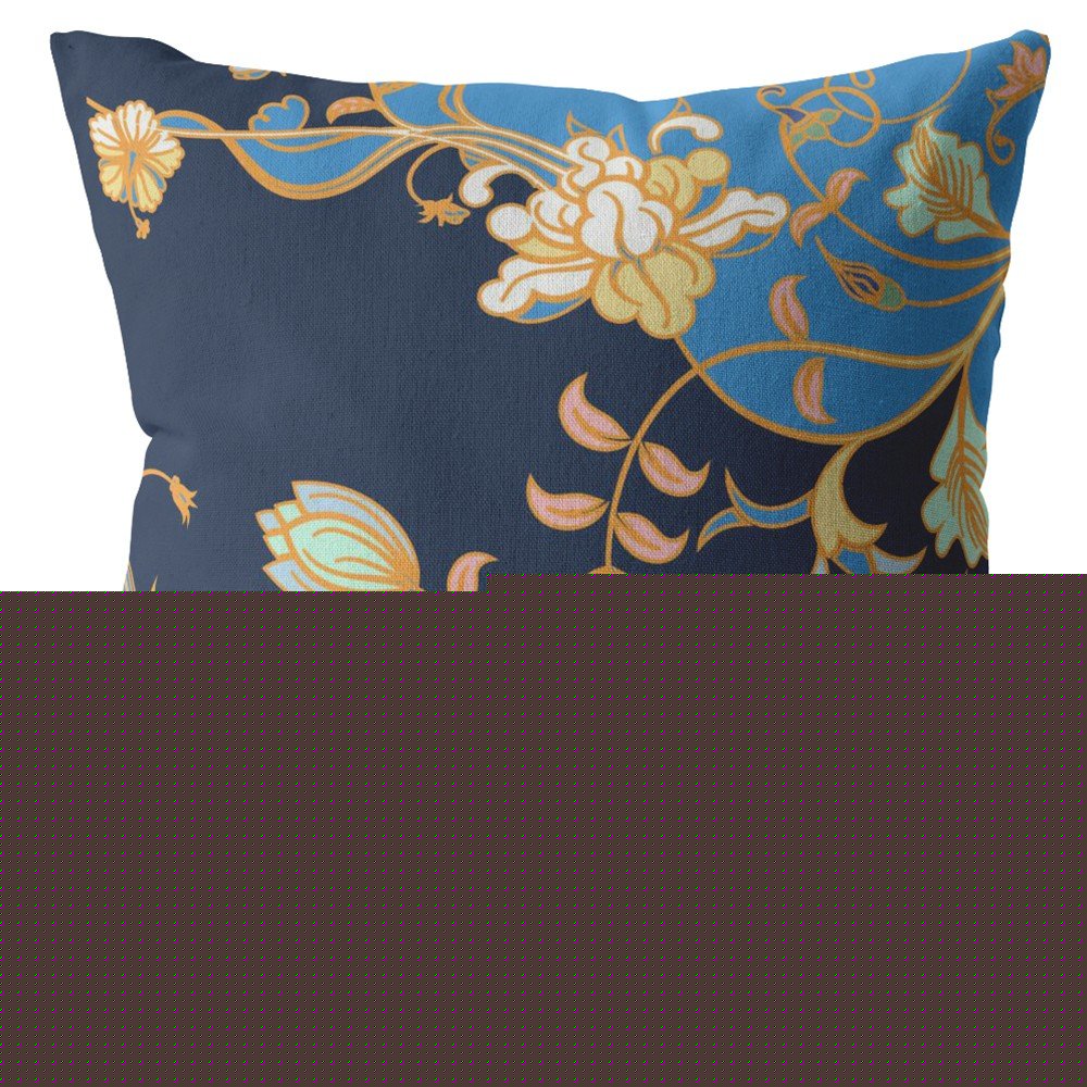 16" Navy Blue Garden Indoor Outdoor Throw Pillow