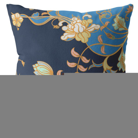 16" Navy Blue Garden Indoor Outdoor Throw Pillow