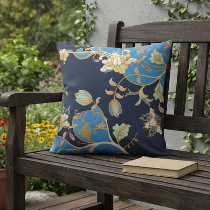 16" Navy Blue Garden Indoor Outdoor Throw Pillow
