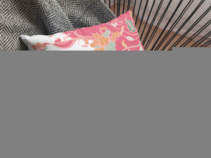 16" Red White Garden Indoor Outdoor Throw Pillow