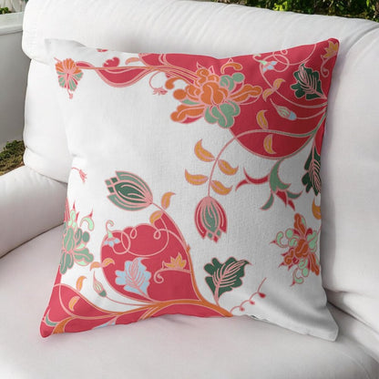 16" Red White Garden Indoor Outdoor Throw Pillow