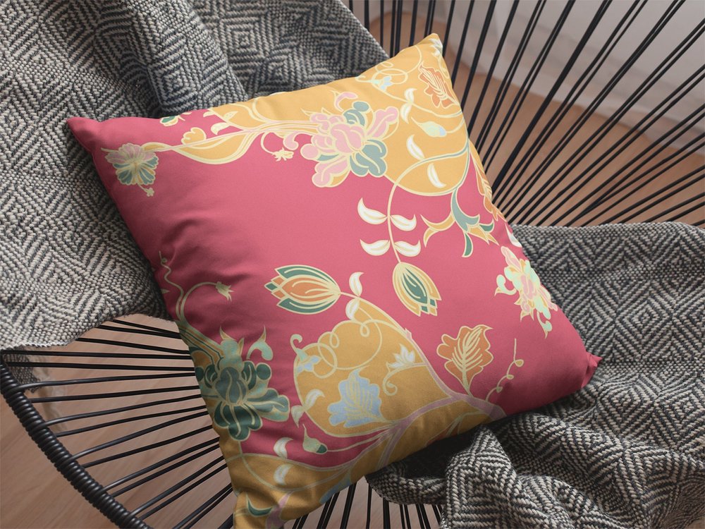 16" Orange Red Garden Indoor Outdoor Throw Pillow