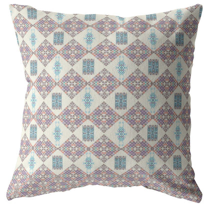 5" X 16" Pink Geometric Indoor Outdoor Throw Pillow