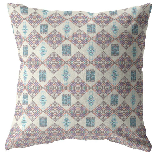 5" X 16" Pink Geometric Indoor Outdoor Throw Pillow