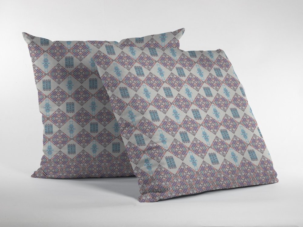 5" X 16" Pink Geometric Indoor Outdoor Throw Pillow