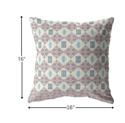 5" X 16" Pink Geometric Indoor Outdoor Throw Pillow