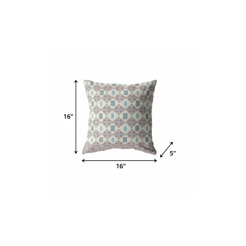 5" X 16" Pink Geometric Indoor Outdoor Throw Pillow