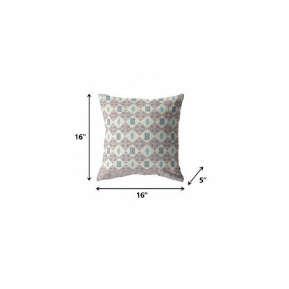 5" X 16" Pink Geometric Indoor Outdoor Throw Pillow