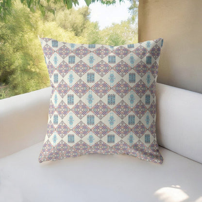 5" X 16" Pink Geometric Indoor Outdoor Throw Pillow