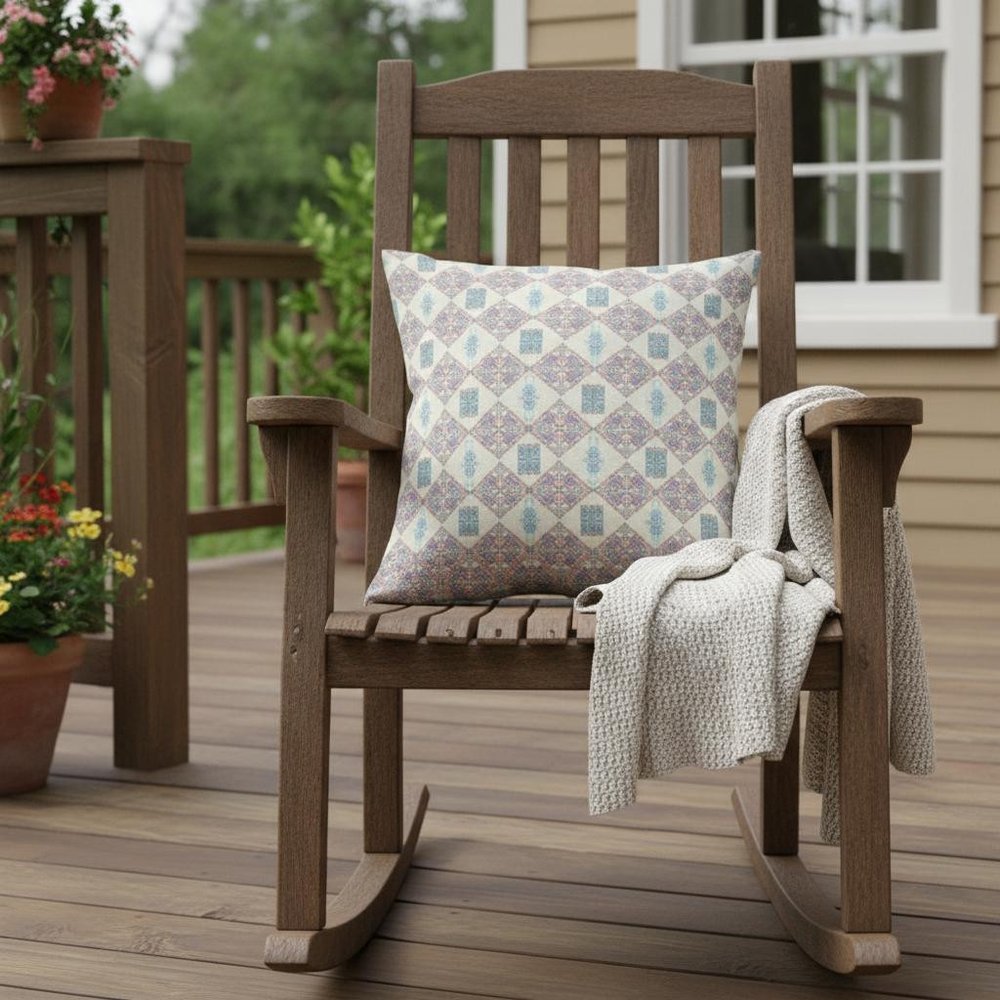 5" X 16" Pink Geometric Indoor Outdoor Throw Pillow