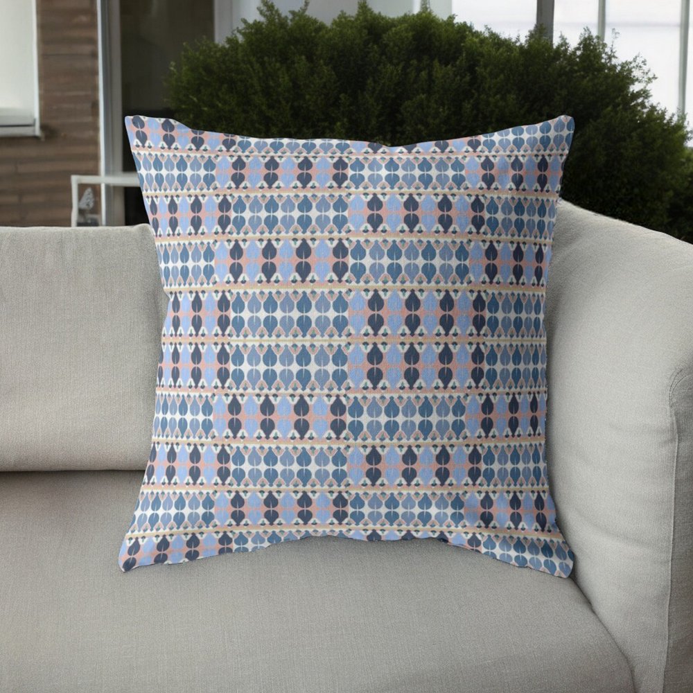 16" Blue Gray Spades Indoor Outdoor Throw Pillow