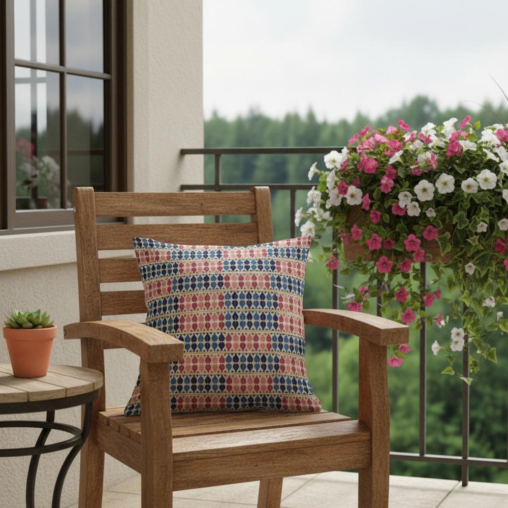 16" Red Blue Spades Indoor Outdoor Throw Pillow