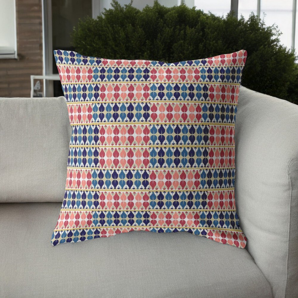 16" Red Blue Spades Indoor Outdoor Throw Pillow