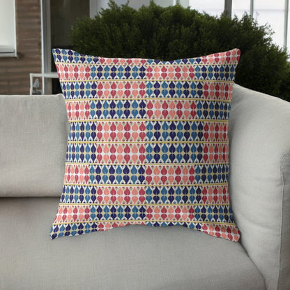 16" Red Blue Spades Indoor Outdoor Throw Pillow