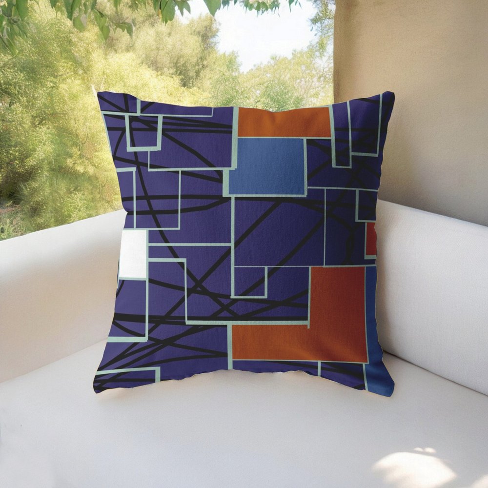 16" Navy Puzzle Piece Indoor Outdoor Throw Pillow