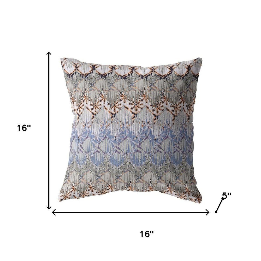 16” Orange Gray Hatch Indoor Outdoor Throw Pillow