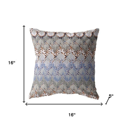 16” Orange Gray Hatch Indoor Outdoor Throw Pillow