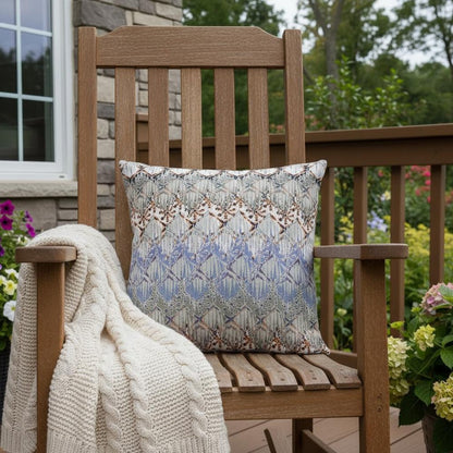 16” Orange Gray Hatch Indoor Outdoor Throw Pillow