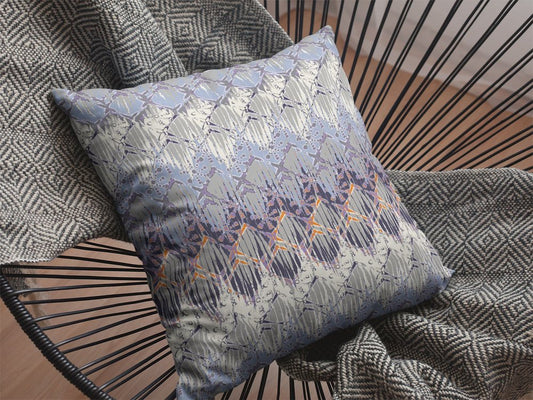 16" X 16" Purple Geometric Indoor Outdoor Throw Pillow