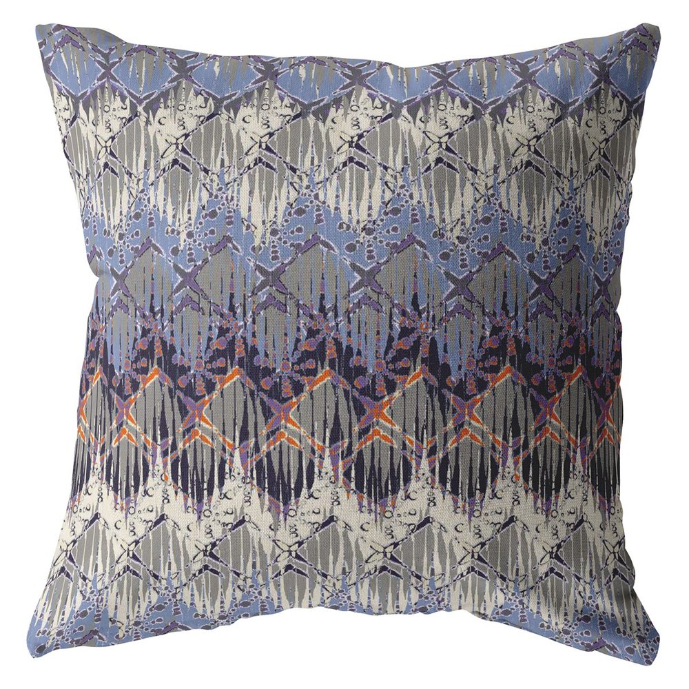 16" X 16" Purple Geometric Indoor Outdoor Throw Pillow