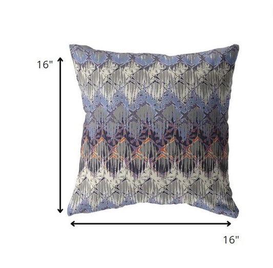 16" X 16" Purple Geometric Indoor Outdoor Throw Pillow