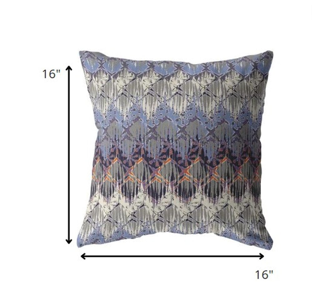 16" X 16" Purple Geometric Indoor Outdoor Throw Pillow