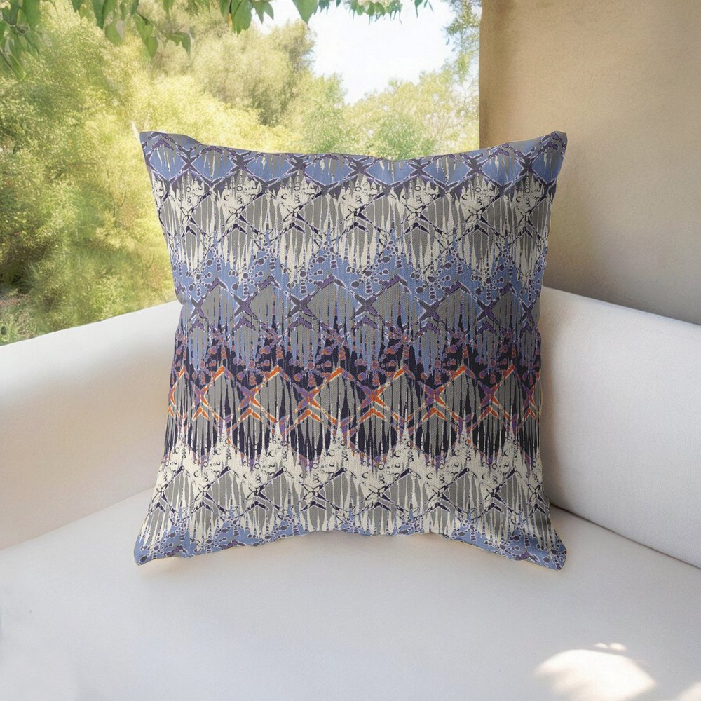 16" X 16" Purple Geometric Indoor Outdoor Throw Pillow