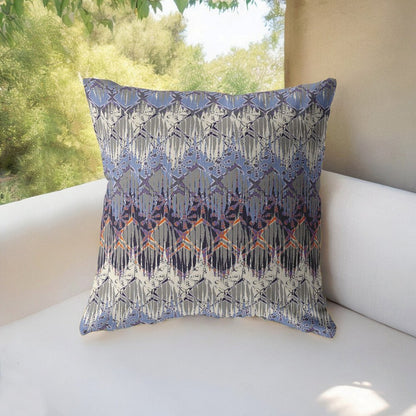 16" X 16" Purple Geometric Indoor Outdoor Throw Pillow