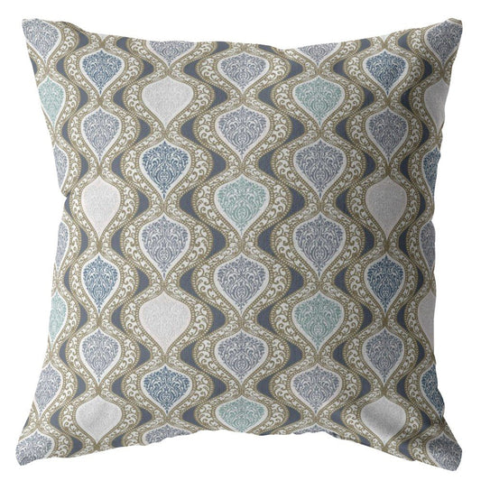 16" X 16" Gray Geometric Indoor Outdoor Throw Pillow