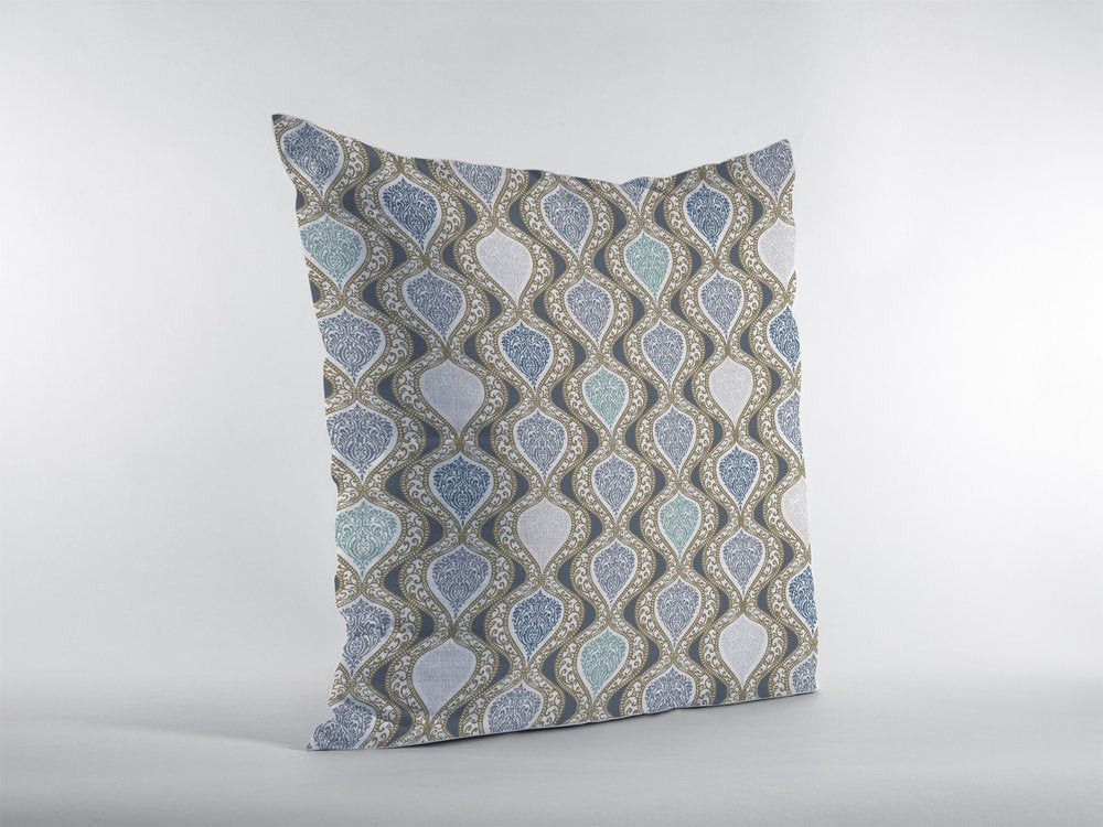 16" X 16" Gray Geometric Indoor Outdoor Throw Pillow
