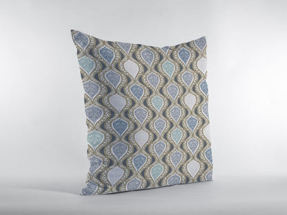 16" X 16" Gray Geometric Indoor Outdoor Throw Pillow