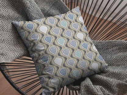 16" X 16" Gray Geometric Indoor Outdoor Throw Pillow