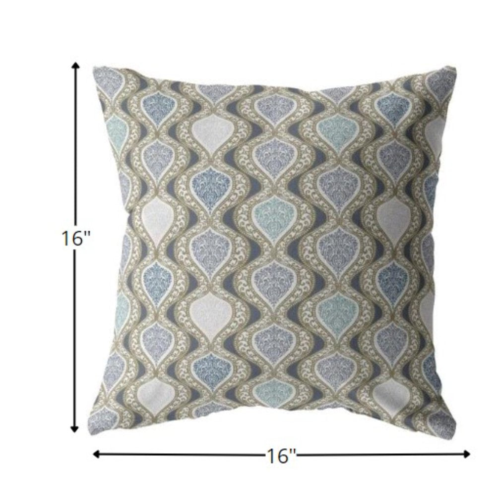 16" X 16" Gray Geometric Indoor Outdoor Throw Pillow