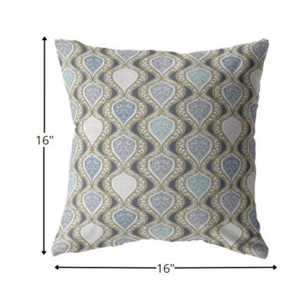 16" X 16" Gray Geometric Indoor Outdoor Throw Pillow