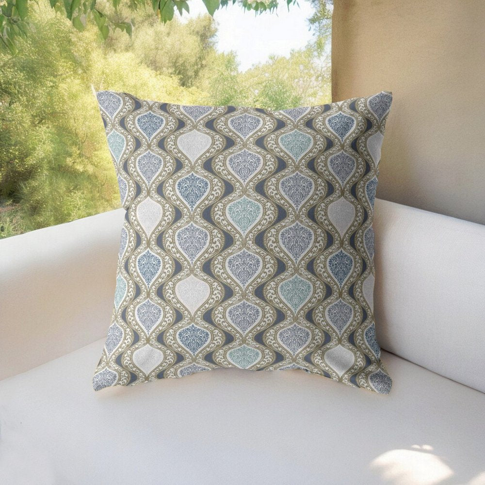 16" X 16" Gray Geometric Indoor Outdoor Throw Pillow