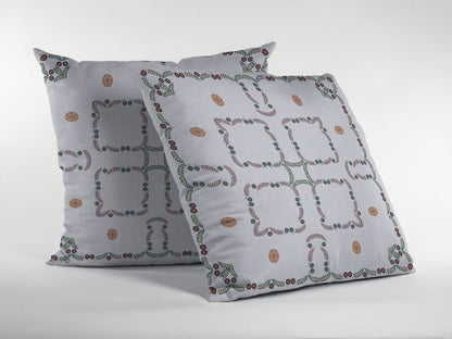 16" X 16" White Geometric Indoor Outdoor Throw Pillow