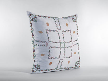 16" X 16" White Geometric Indoor Outdoor Throw Pillow