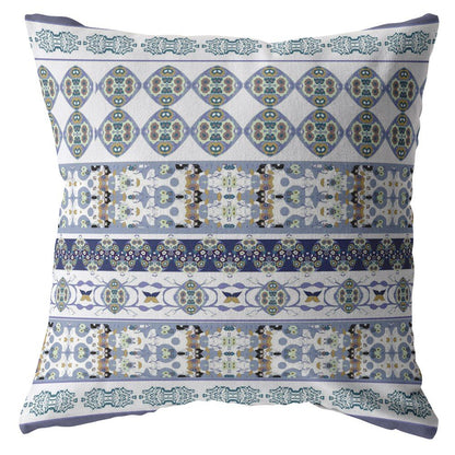 16" X 16" Navy Blue Geometric Indoor Outdoor Throw Pillow