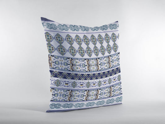 16" X 16" Navy Blue Geometric Indoor Outdoor Throw Pillow