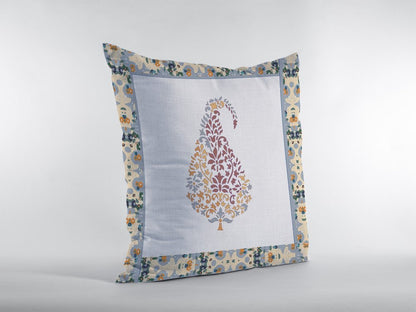 16" X 16" Orange and White Geometric Indoor Outdoor Throw Pillow