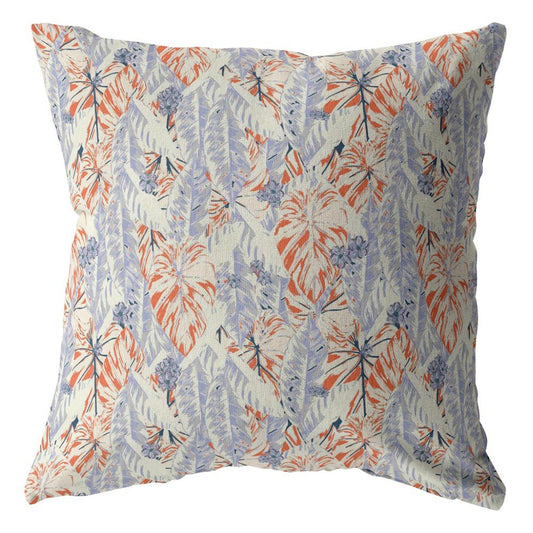 16" X 16" Orange Geometric Indoor Outdoor Throw Pillow