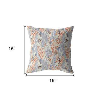 16" X 16" Orange Geometric Indoor Outdoor Throw Pillow